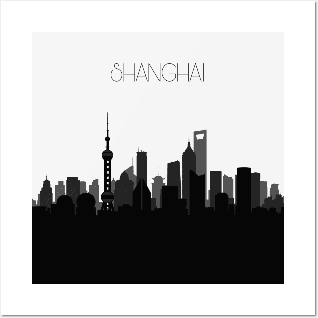 Shanghai Skyline Wall Art by inspirowl